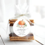 Rustic Fall Floral Pumpkin S'More Love Favor Classic Round Sticker<br><div class="desc">Use this lovely s'more love stickers on tasty bundles of s'more favors! Easy to edit the name and event. Great for baby showers,  bridal showers and weddings!

See the entire Rustic Fall Floral Pumpkin collection for more matching items!</div>