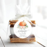 Rustic Fall Floral Pumpkin S'More Love Favor Classic Round Sticker<br><div class="desc">Use this lovely s'more love stickers on tasty bundles of s'more favors! Easy to edit the name and event. Great for baby showers,  bridal showers and weddings!

See the entire Rustic Fall Floral Pumpkin collection for more matching items!</div>