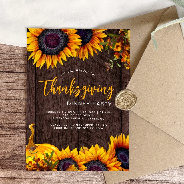 Rustic fall floral pumpkin Thanksgiving dinner Invitation (Creator Uploaded)