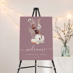 Rustic Fall Floral Pumpkin Wedding Welcome Sign