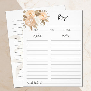 Rustic Fall Floral Recipe Binder Paper