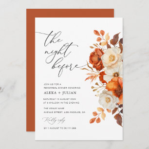 rustic fall floral rehearsal dinner invitation