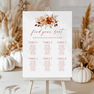 Rustic Fall Floral Small Wedding Seating Chart Foam Board