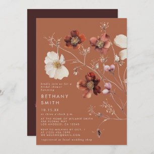 Rustic Fall Floral Terracotta Bridal Shower Invitation