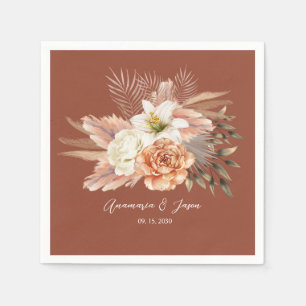 Rustic Fall Floral Terracotta Wedding Napkins