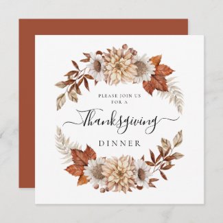 Rustic Fall Floral Thanksgiving Dinner Square