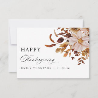 Rustic Fall Floral Thanksgiving Thank You Card