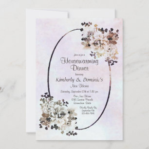 Rustic Fall Floral Watercolor Housewarming Dinner Invitation