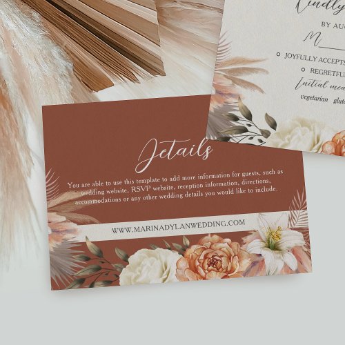 Rustic Fall Floral Wedding Details Enclosure Card