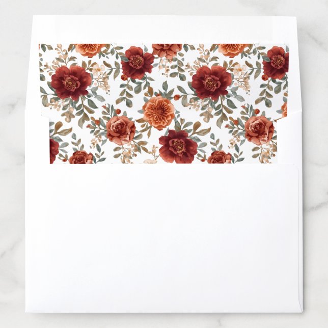 Rustic Fall Floral Wedding Envelope Liner  (In Envelope)