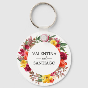 Rustic Fall Floral Wedding Favor Keychain