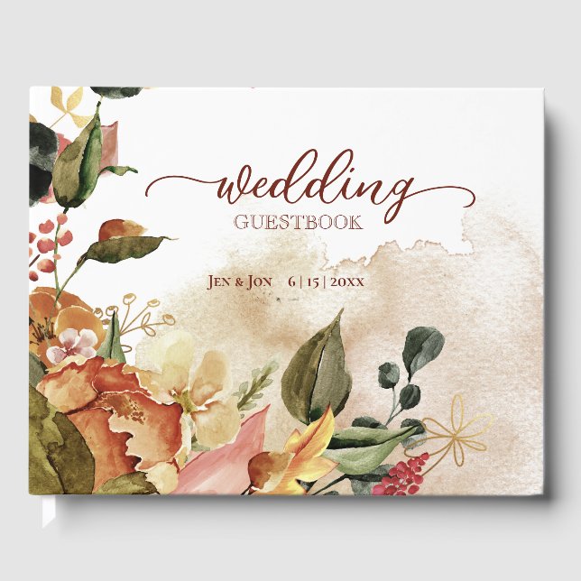 Rustic Fall Floral Wedding   Guest Book (Front)