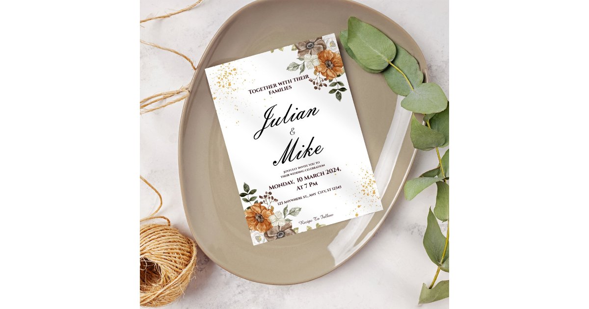 Rustic Fall Floral Wedding Invitatio Invitation | Zazzle