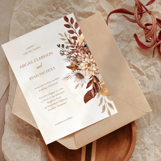 Rustic Fall Floral Wedding Invitation (Creator Uploaded)