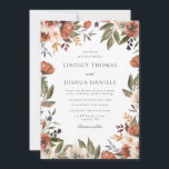 Rustic Fall Floral Wedding Invitation<br><div class="desc">Earthy watercolor flowers and greenery decorate this elegant fall wedding invitation. This modern design features florals in rustic orange,  purple and creams. A beautiful autumn themed wedding invitation template for your special day.</div>