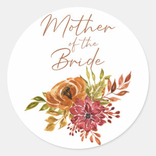 Rustic Fall Floral Wedding Mother of the Bride Cla Classic Round Sticker