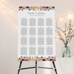 Rustic Fall Floral Wedding Seating Chart Foam Board