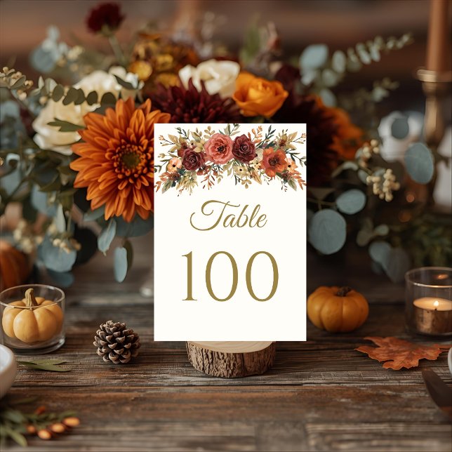 Rustic Fall Floral Wedding Table Numbers (Creator Uploaded)