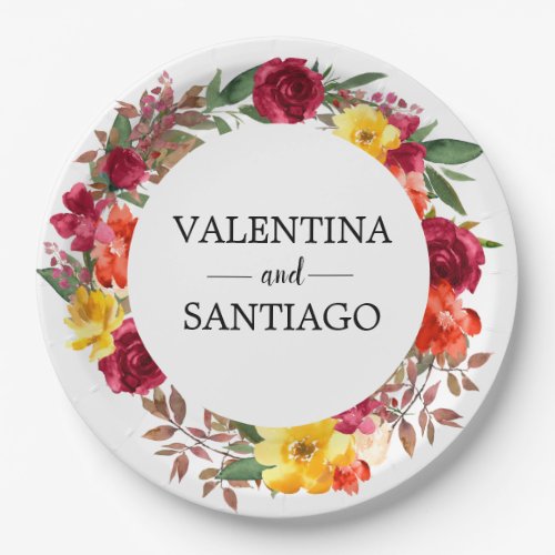 Rustic Fall Floral Wedding Thank You Favor Paper Plates