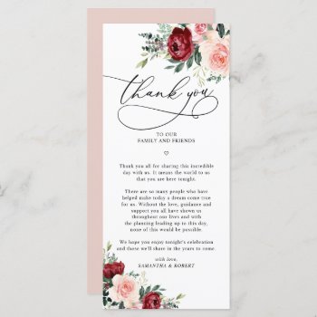 Rustic Fall Floral Wedding Thank You Letter Card by PeachBloome at Zazzle