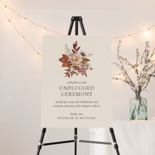 Rustic Fall Floral Wedding Unplugged Ceremony Sign