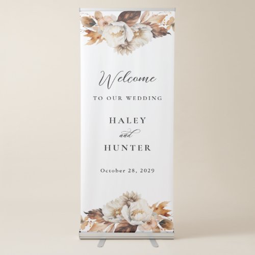 Rustic Fall Floral Wedding Welcome Retractable Banner