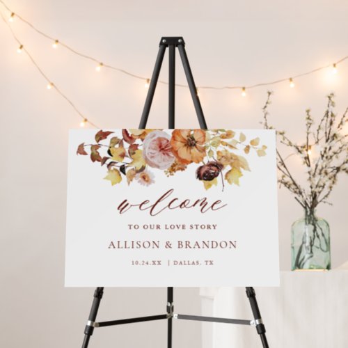Rustic Fall Floral Wedding Welcome Sign