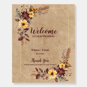 Rustic Fall Floral Welcome To Our Wedding Foam Board
