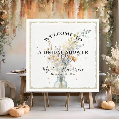 Rustic Fall Floral Wildflowers Bridal Shower Napkins