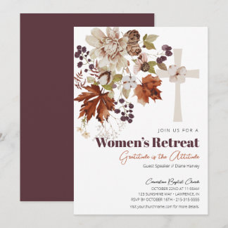 Rustic Fall Floral Women's Church Retreat Invitation