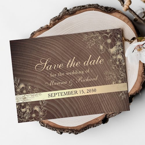 Rustic Fall Floral Wood Wedding Save The Date