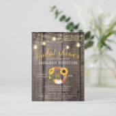 Rustic Fall Floral Wreath Barnwood Bridal Shower Postcard (Standing Front)