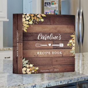 Rustic Fall Florals Bridal Shower Recipe Cookbook 3 Ring Binder