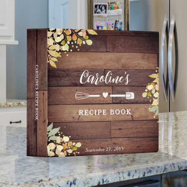 Rustic Fall Florals Bridal Shower Recipe Cookbook 3 Ring Binder (Rustic Fall Florals Bridal Shower Binder)