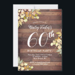 Rustic Fall Florals Gold Foil Dots 60th Birthday Invitation<br><div class="desc">This design features pretty painted branches and leaves in fall colors with faux gold foil dots on a rustic wood background. Click the customize button for more flexibility in modifying the text or moving the graphics! Variations of this design as well as coordinating products are available in our shop, zazzle.com/store/doodlelulu....</div>