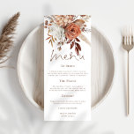 Rustic Fall Florals Pampas Grasses Fall Wedding Menu<br><div class="desc">Rustic Fall Florals Pampas Grasses Fall Wedding. Autumn colored florals border the top,  with an elegant script for Menu and easy to personalise the rest of the text to your requirements.</div>
