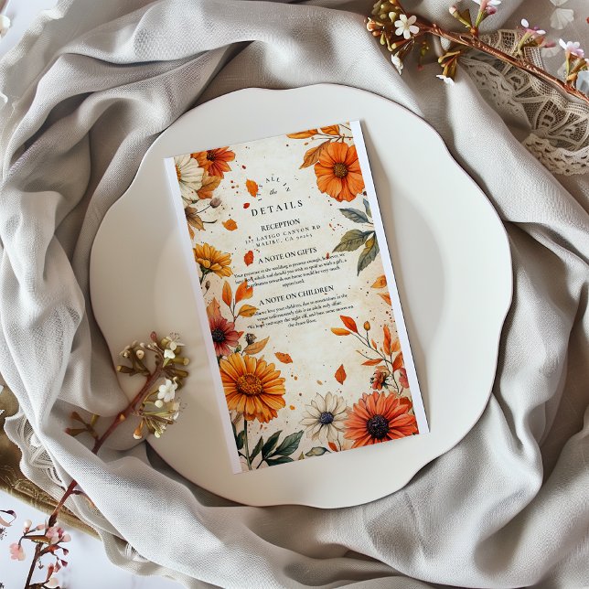 Rustic Fall Flower Wedding Enclosure Card (Creator Uploaded)