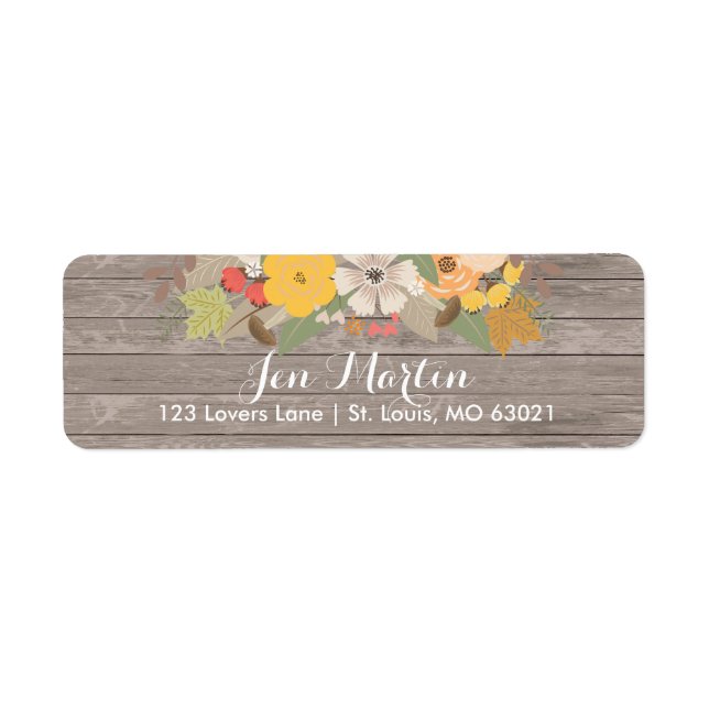 Rustic fall flowers Bridal Shower Label (Front)