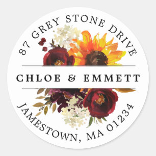 Rustic Fall Flowers Return Address Label