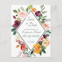Rustic Fall Flowers Sage Green Save The Date