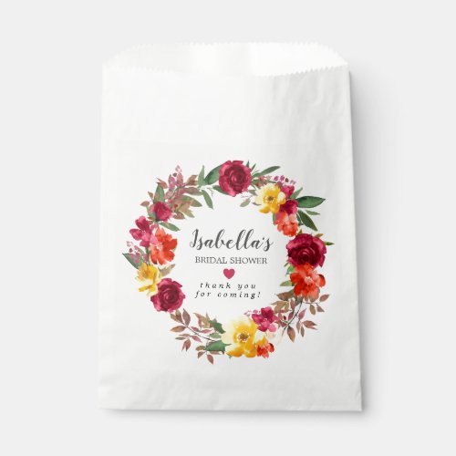 Rustic Fall Flowers Wreath Bridal Shower Favor Bag