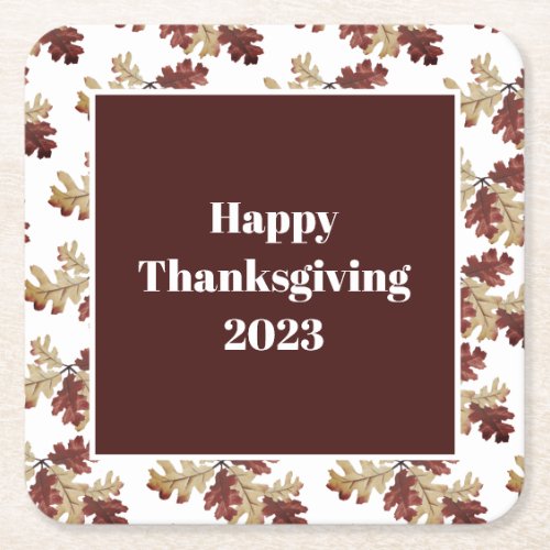 Rustic Fall Foliage Autumn Thanksgiving  Square Paper Coaster