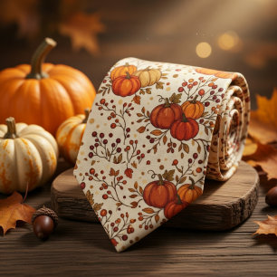  Rustic Fall Foliage & Pumpkins  Neck Tie