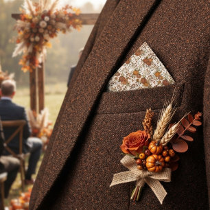 Rustic Fall Foliage & Pumpkins Pocket Square Bandana