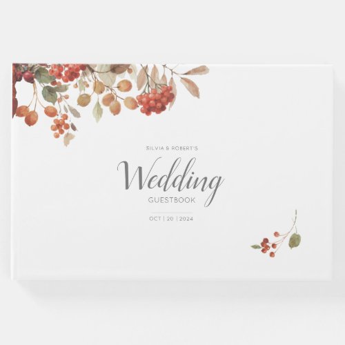 Rustic Fall Foliage Watercolor Wedding Guest Book