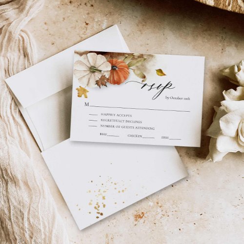 Rustic Fall Foliage Wedding RSVP Card