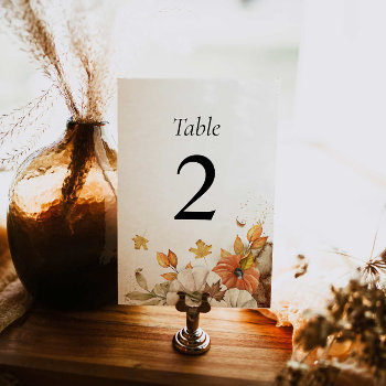 Rustic Fall Foliage Wedding Table Number by CavaPartyDesign at Zazzle