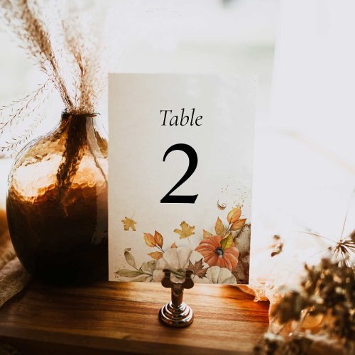 Rustic Fall Foliage Wedding Table Number