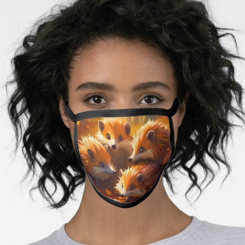 Rustic Fall Foliage Woodland Hedgehog Haven Face Mask