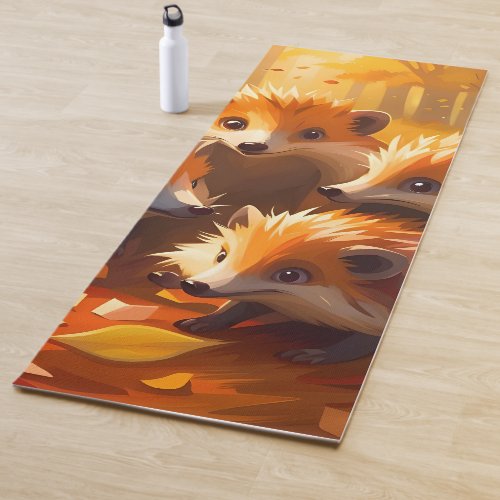 Rustic Fall Foliage Woodland Hedgehog Haven Yoga Mat